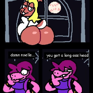 2girls, animated, anthro, anus, ass, big ass, big butt, cervid, comic, deltarune, duo, female, female only, genitals, huge ass