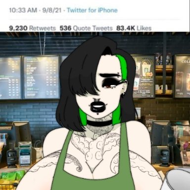 big breasts, breasts, busty, goth, huge breasts, iced latte with breast milk, large breasts, meme, starbucks, tagme