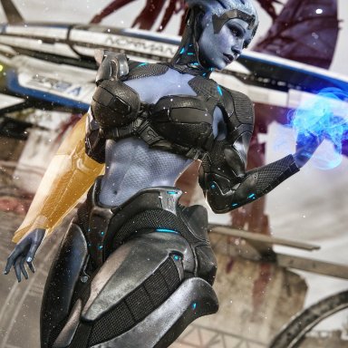 3d, abs, apone3d, asari, athletic female, big breasts, blue skin, busty, female, liara t'soni, mass effect, solo, thick thighs, wide hips