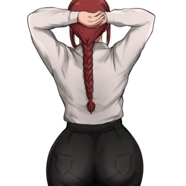 1girls, ass focus, big ass, chainsaw man, huge ass, makima (chainsaw man), psychostuff, red hair, solo, tagme, thick ass, thick thighs