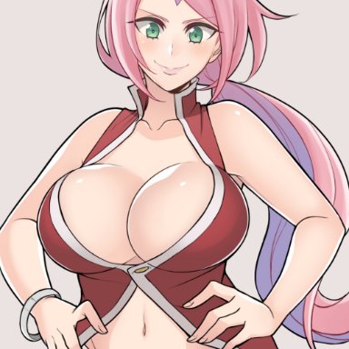1girls, auenn, bare arms, bare shoulders, bbw, belly button, big breasts, bimbo, blush, boruto: naruto next generations, bracelet, breasts out, breasts outside, busty, cleavage