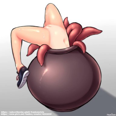 1girls, 2d, accessory, anal, anal birth, anal penetration, anal sex, animated, areola, areolae, artist name, birth, black hair, blood, blush