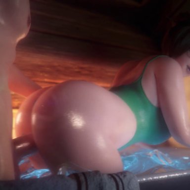 1boy, 1girls, 3d, animated, ass, audiodude, autodesk maya, big breasts, breasts, cottontailva, female, from behind, huge ass, large breasts, male