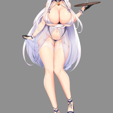 1girls, absurdres, azur lane, bangs, belfast (azur lane), bell, bikini, blush, breasts, chixiao, choker, cleavage, cocktail, cowbell, eyebrows visible through hair