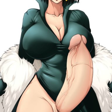 1futa, balls, big breasts, breasts, cleavage, erection, fubuki (one-punch man), futa only, futanari, huge cock, hyper penis, large breasts, one-punch man, penis, solo