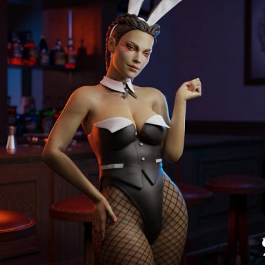 1girls, 3d, apex legends, blender, breasts, bunny ears, bunny girl, bunnysuit, cleavage, dark-skinned female, dark skin, female, female only, francis brown, loba