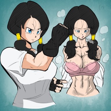 1girls, abs, big boobs, big breasts, bra, cleavage, delicious sweat, dragon ball, female sweat, krimreaper, large breasts, pseudocel, recolor, shounen jump, six pack
