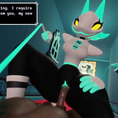 16:9, 1boy1girl, 2021, 3d (artwork), animated, anthro, blender (software), blue hair, clothed, clothing, deltarune, digital media (artwork), erection, felid, feline