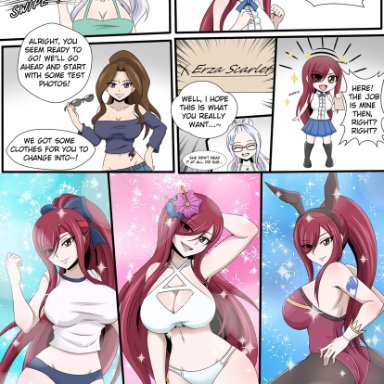 blue eyes, brown eyes, brown hair, cana alberona, comic, cosplay, erza scarlet, fairy tail, ggc, glasses, mirajane strauss, oppai, red hair, white hair