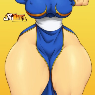 1girl, 2021, big breasts, boots, bottom heavy, bottomless, bracelet, breasts, brown eyes, brown hair, capcom, chinese clothes, chun-li, earrings, erect nipples