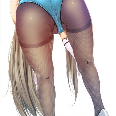 1girls, 2021, ass, ass focus, ass shot, asuna (blue archive), back, back view, bending over, bent over, big ass, blonde hair, blue archive, blue leotard, bubble butt