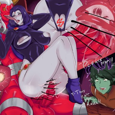 1girls, beast boy, cuckold, dc, demon, erovsaaaka, father and daughter, impregnation, inbreeding, incest, raven, red penis, red skin, tagme, teen titans