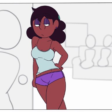 1boy, 2girls, animated, ass, black skin, cartoon network, cellphone, connie maheswaran, cuckquean, cum, doggy style, gem, gem (species), jewelry, masturbation