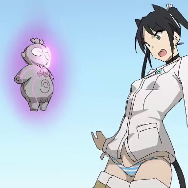 animated, breast expansion, bursting breasts, floating, momo no suidou-sui, panties, strike witches, tail, top heavy, video