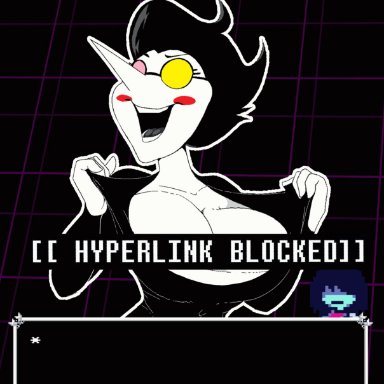 angrylittlerodent, animated, big breasts, deltarune, glasses, incorrect height, kris (deltarune), rule 63, spamton, tagme, what, why