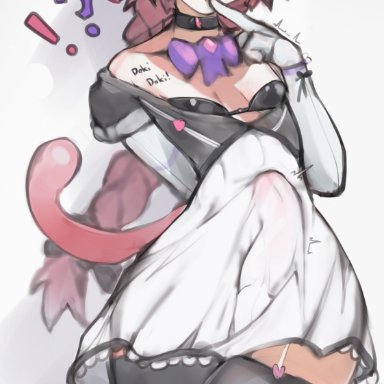 1boy, animal ears, astolfo (fate), choker, crossdressing, erection under clothes, fate/grand order, fate (series), femboy, girly, long hair, male, nelewdy, pink eyes, pink hair