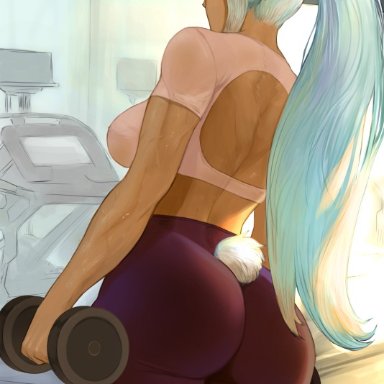 1girls, ass, big ass, big breasts, breasts, bunny ears, bunny tail, female, long hair, miruko, muscular female, my hero academia, nextoad, ponytail, rumi usagiyama