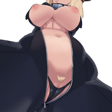 blonde hair, blonde pubic hair, camie utsushimi, large breasts, looking at viewer, looking down, lycoris (artist), my hero academia, pubic hair