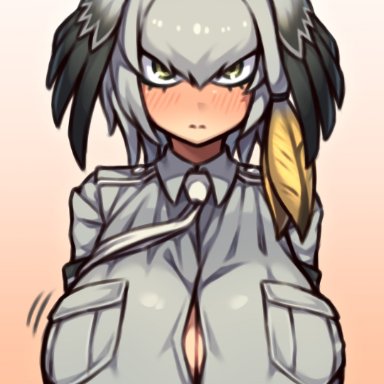 1girls, breasts, cleavage, coffeelove68, female, female only, huge breasts, kemono friends, looking at viewer, shoebill (kemono friends), solo