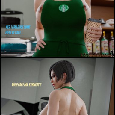 3d, ada wong, apron, apron only, areolae, asian, asian female, ass, big breasts, black hair, blender, breasts, bubble butt, busty, capcom