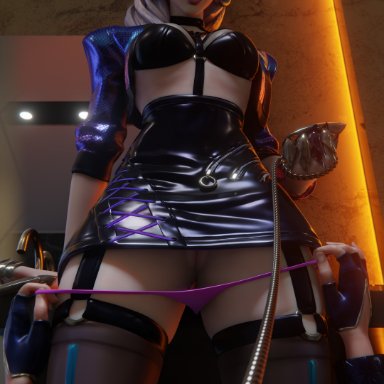 1girls, 3d, akali, alternate costume, breasts, egirl, evelynn, eye contact, female, femdom, k/da akali, k/da evelynn, k/da series, league of legends, licking lips