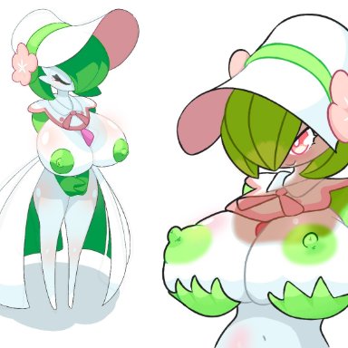 breasts, fashionable style gardevoir, female, gardevoir, hand on breast, holding breast, huge breasts, nintendo, pokémon (species), pokemon, pokemon unite, shush lewd, video games