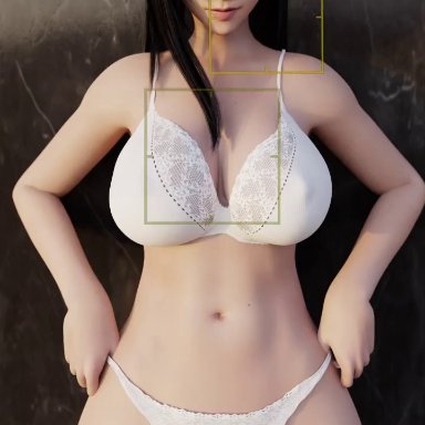 1girls, 3d, alenabyss, animated, areolae, being recorded, bra, breasts, brown hair, cleavage, female, female only, final fantasy, final fantasy vii, final fantasy vii remake