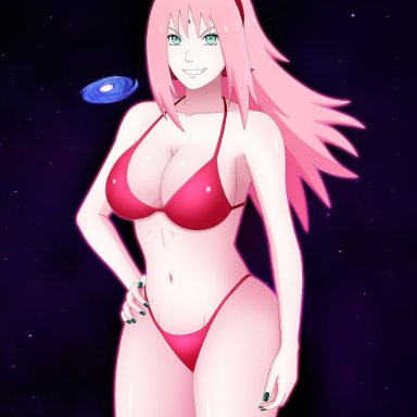 1girls, bare arms, bare legs, bare shoulders, bbw, big breasts, bikini, bikini bottom, bikini top, boruto: naruto next generations, busty, cleavage, clenched teeth, female, female focus