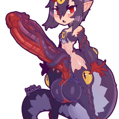 1futa, balls, big balls, big penis, clothed, clothing, desco, disgaea, disgaea rpg, erection, futa only, futanari, gcfmug, horn, huge balls