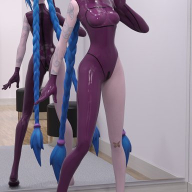 3d, 3d (artwork), daz3d, daz studio, jinx (league of legends), latex, latex gloves, latex suit, league of legends