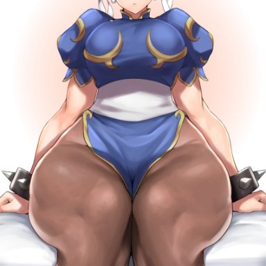 absurdres, anagumasan, bed, boots, bracelet, breasts, brown eyes, capcom, chinese clothes, chun-li, double bun, female, gold trim, highres, jewelry