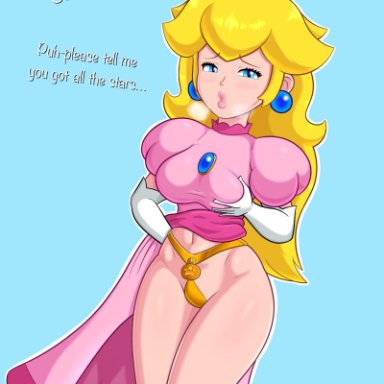 1girls, blush, chastity, chastity belt, chastity device, desperation, female, female chastity, female only, horny, looking at viewer, mario (series), princess peach, sleepiitreat, solo