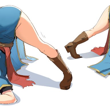 1girls, ass, back view, bangs, big ass, black gloves, blush, boots, breasts, dress, earrings, female, fingerless gloves, fire emblem, fire emblem: the blazing blade