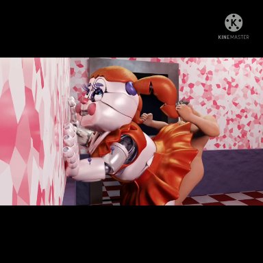 1boy, 1girls, 3d, all fours, animated, animatronic, begging for more, circus baby, five nights at freddy's, five nights at freddy's: sister location, larger female, male/female, moaning, robot, robot girl