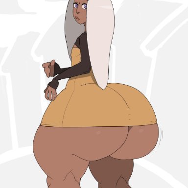 1boy, ass, big ass, blush, curvy, dark skin, femboy, flat chest, girly, huge ass, large ass, original character, plump, round ass, shaylee