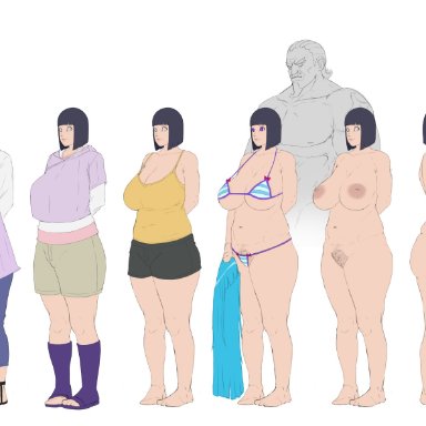1boy, 1girls, alternate costume, areolae, arms behind back, asian, asian female, ass, bare arms, bare shoulders, barefoot, bbw, beard, big ass, big breasts