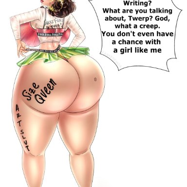 bimbo, birthmark, blair (blairwitchcutie), body writing, bra, bratty, bubble ass, bubble butt, clueless, curvy, fanart, giant ass, giant breasts, heels, hoop earrings