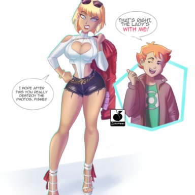 1boy, 1girl, 2021, angry, bangle, bimbo, blonde hair, blue eyes, boob window, breasts, cleavage, cleavage cutout, condom, condom packet strip, condom wrapper