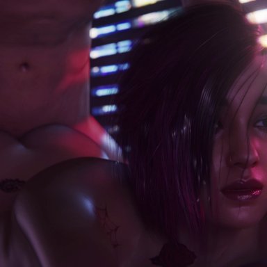 1boy, 1girls, 3d, 4k, anal, anal sex, animated, ass, brunette, butt, cd projekt red, clapping cheeks, cyberpunk 2077, dark room, dat ass