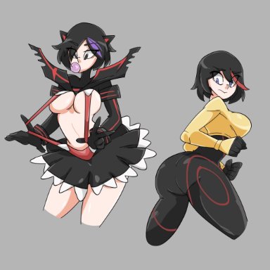 2021, 2girls, ass, big hero 6, black hair, breasts, clothing swap, female only, gogo tomago, goth, kill la kill, matoi ryuuko, saucymojo, tagme, thick