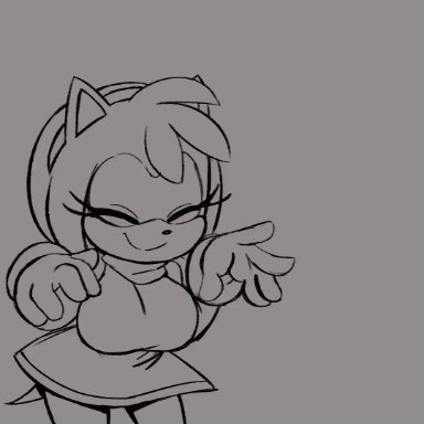 5 fingers, amy rose, animated, anthro, bedroom eyes, big breasts, black nose, blush, blush lines, bodily fluids, breasts, breath, chili dog, close-up, closed frown