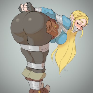 arms behind back, ass, autotape, bondage, bound legs, breasts, breath of the wild, gag, gagged, princess zelda, tape gag, taped mouth, the legend of zelda, thick ass, zelda (breath of the wild)