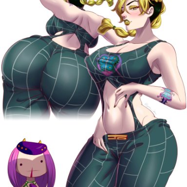 1girls, ass, big ass, big breasts, big butt, blonde hair, braided hair, breasts, curvy figure, female, fully clothed, huge ass, jojo's bizarre adventure, jolyne kujo, large ass