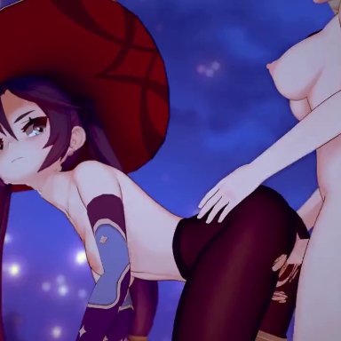 3d, alternate version available, animated, futa on female, futanari, genshin impact, ilin ru, jiggle, mona (genshin impact), mp4, signora (genshin impact), sound, video