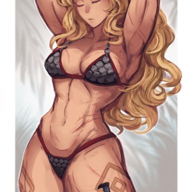 1girls, abs, amazon (dragon's crown), dragon's crown, female, female only, iahfy, muscles, muscular, muscular female, solo