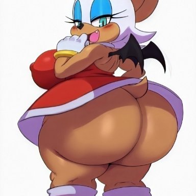 amy rose (rouge cosplay), ass, big ass, big butt, breedable, bubble ass, bubble butt, butt, chubby, dat ass, edit, erect nipple, erect nipples, erect nipples under clothes, huge ass