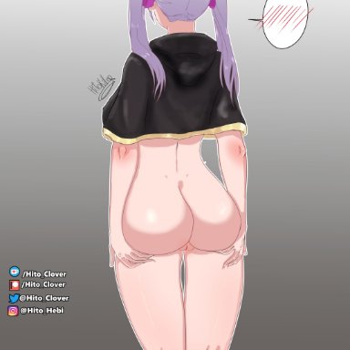 1girls, ass, black clover, female, hito clover, noelle silva, nude, nude female, pink hair, ponytail, pussy, thighs