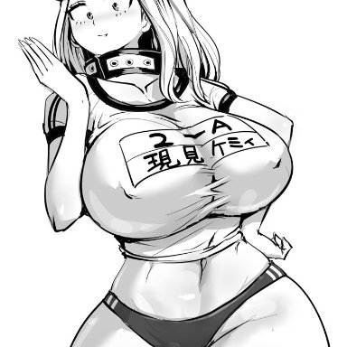 1girls, big breasts, bloomers, breasts, camie utsushimi, chiroru, eye contact, female, greyscale, hat, huge breasts, large breasts, looking at viewer, monochrome, my hero academia