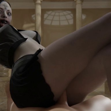 1boy, 1girl, 1girls, 3d, animated, bela (resident evil), black clothing, breasts, britishkass, capcom, clothed, clothed female, clothed female nude male, clothed sex, clothing