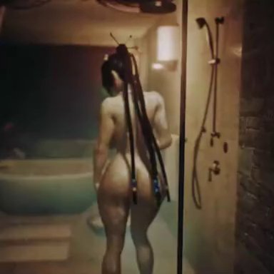 big ass, big breasts, cum between breasts, final fantasy, final fantasy x, large ass, long hair, lulu (final fantasy), paizuri, shower, sound, tagme, urbanator, video